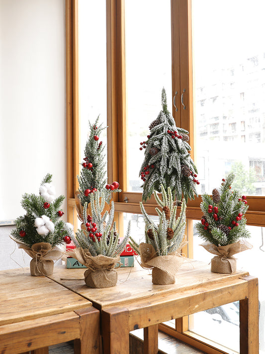 Desktop Christmas Tree Small Mini Ornaments Potted Plants