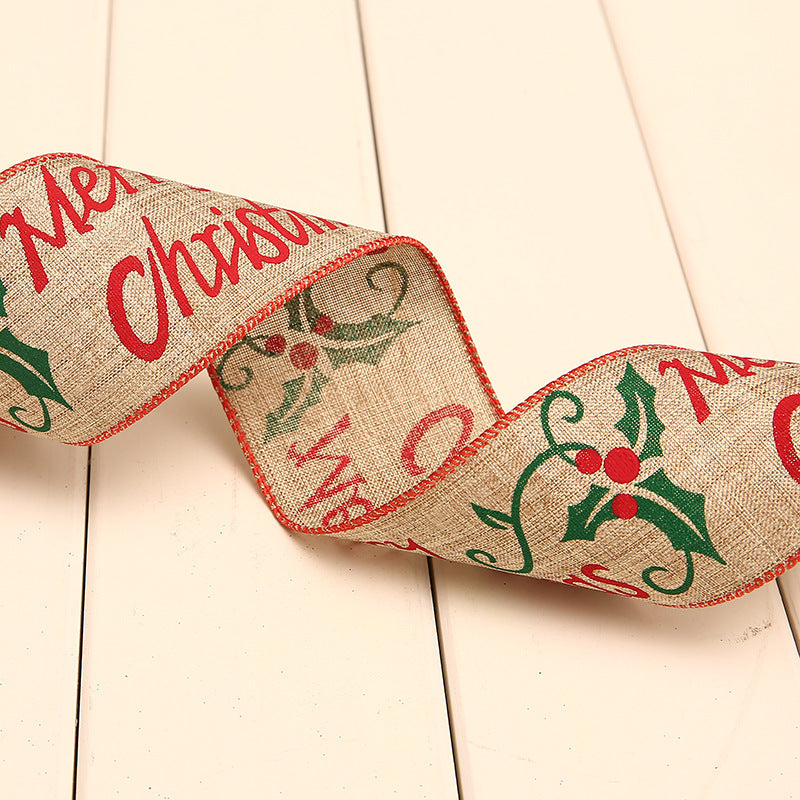 Christmas Printed Polka Dot Linen Webbing Decoration