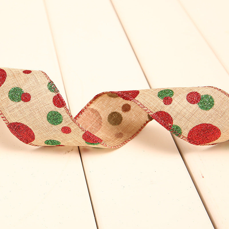 Christmas Printed Polka Dot Linen Webbing Decoration