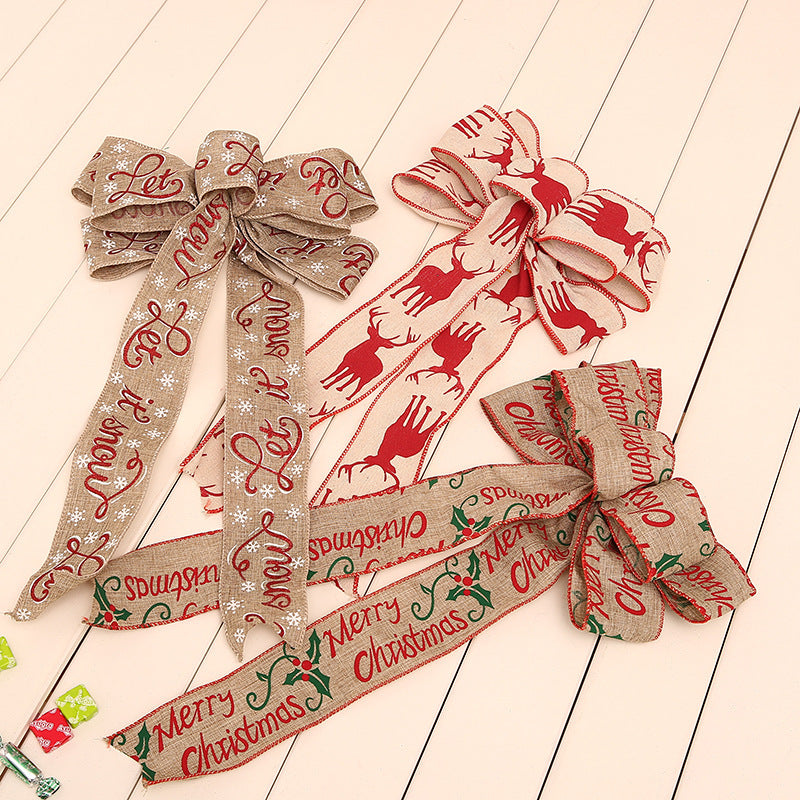 Christmas Printed Polka Dot Linen Webbing Decoration