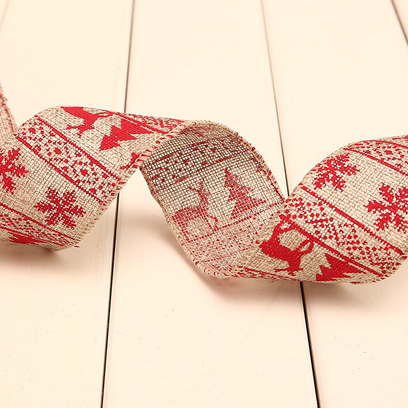 Christmas Printed Polka Dot Linen Webbing Decoration